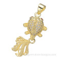 latest gold fish pendant new design AAA zircon goldfish pendant gold